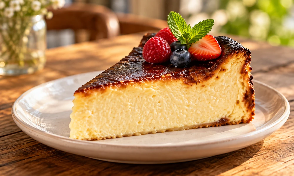 ベリーを添えたバスクチーズケーキ